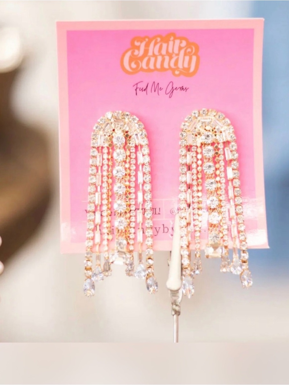 Gold Crystal Aztec Rainbow Earrings